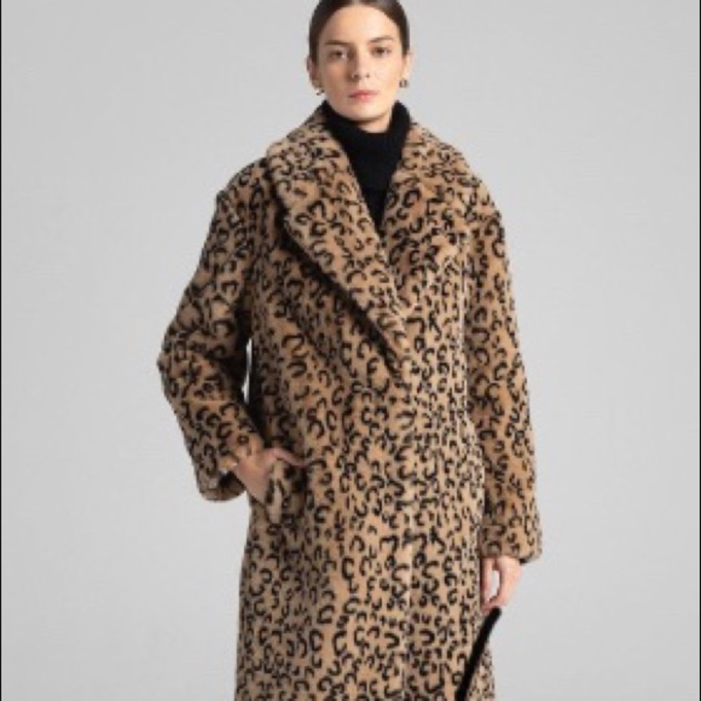 NWT A.L.C. Leopard Print Faux Fur Midi Coat
